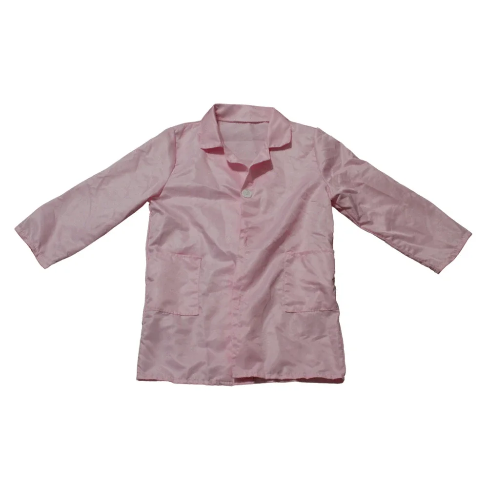 Pink Kids Lab Doctor Nurse Costume Girls Surgeon Coat Hat Cosplay Dress Up Sm/M